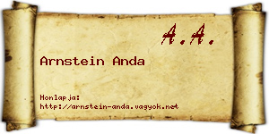 Arnstein Anda névjegykártya